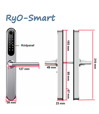 505B_meret Ryo Smart 505B okos ajtózár méretei